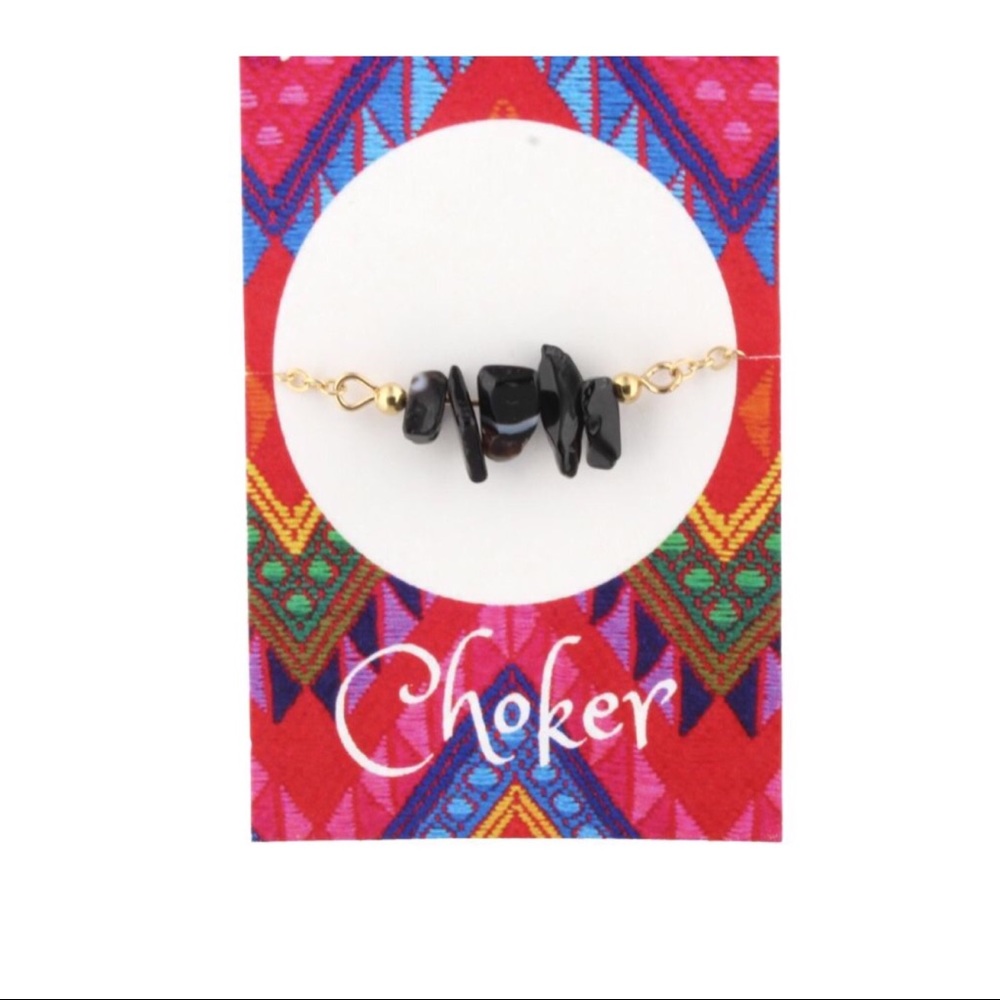 📿 🆕AUCTION PRICE👩🏻‍⚖️ JET ROCK BEAD CHOKER